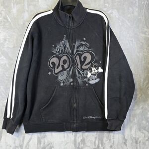 2012 Disney Parks Mickey Mouse All 4 Parks Jacket Mens XL Black Full Zip *flaws